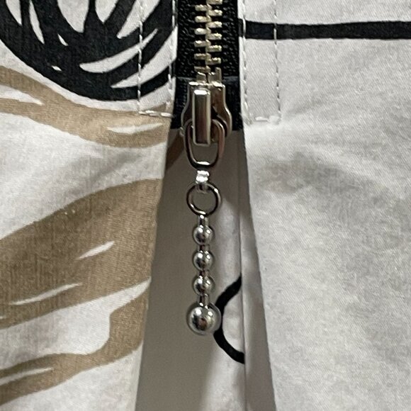 COMFY USA Tunic/Mini Dress Button Up Long Slve Abstract Floral White/Black/Tan L - Picture 10 of 13